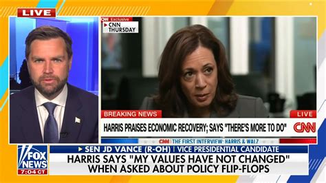 JD Vance reacts to Kamala Harris' CNN sit.